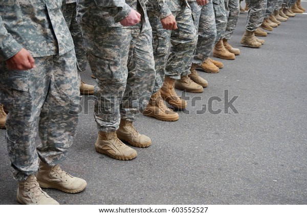 Soldiers Standing Row Stock Photo (Edit Now) 603552527