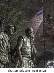 Soldiers At The Vietnam War Memorial In Washington D.C.