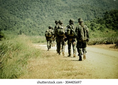 Soldiers Walking In Desert, Low Section