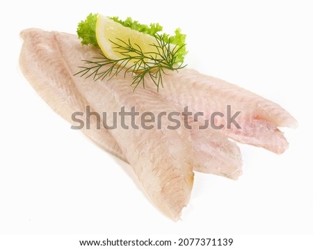 Sole Fish Fillet - Flatfish isolated on white Background.