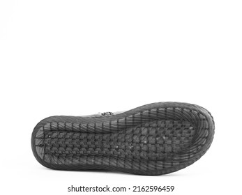 Sole For Shoes, Bottom View. Shoe Sole Close-up Isolated On White Background. Place For Text. Element Of Boots. Concept Of Production Of Shoe Accessories.