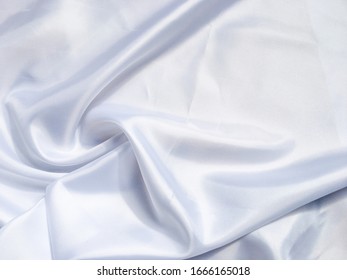 Solf White Satin Fabric Texture Background. Use As Wedding Or Aniversary Day With Copy Space For Design