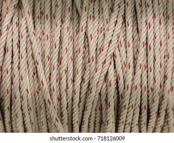 Solid Braided White And Red Polyester Nylon Rope