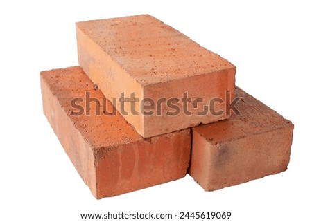 solid fireproof clay brick used for the construction of fireplaces and stoves, on an isolated white background