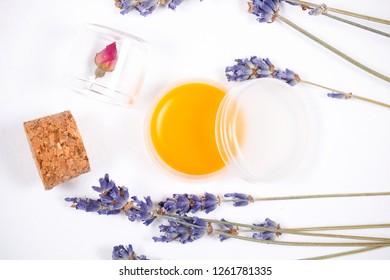 Solid Perfume In A Jar Of Handmade Lie On A White Background