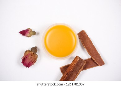 Solid Perfume In A Jar Of Handmade Lie On A White Background