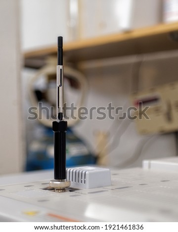 Solid phase microextraction holder used in gas chromatography.