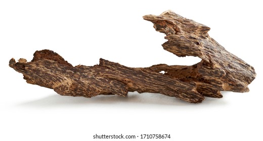 Solid Piece Of Agarwood (Oud) Isolated On White Background