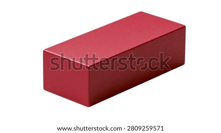 Solid red rectangular block made of smooth plastic material