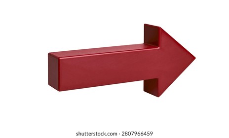Solid red three dimensional arrow pointing to the right side