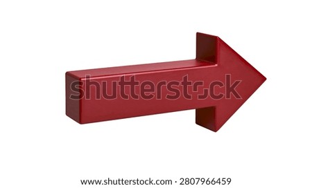 Solid red three dimensional arrow pointing to the right side