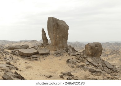 Solid rock and splinter at the desert near Jeddah.