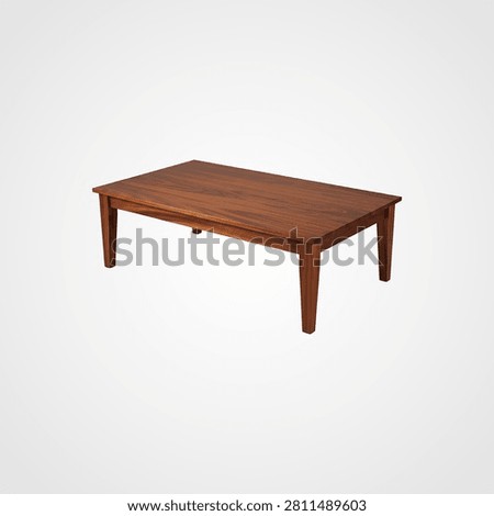 Solid wood dining table with four tapered legs, isolated on white