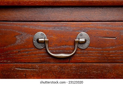 Solid Wood End Table Dresser Drawer With Silver Pewter Pull Handle.