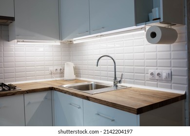 Solid Wood Worktop, Kitchen Interior.