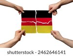Solidarity and togetherness in Germany, people helping each other, Germany flag on 4 paper pieces, unity and help idea, support and charity concept, union of society