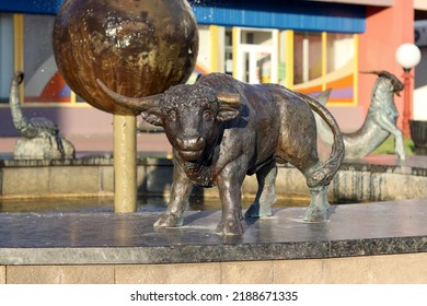 SOLIGORSK, BELARUS - JUNE 12, 2022: Sculpture Of The Zodiac Sign Taurus