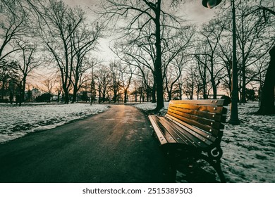 A solitary bench in an empty park on an early morning, surrounded by calm and misty atmosphere, perfect for themes of solitude, nature, or peaceful moments.
 - Powered by Shutterstock