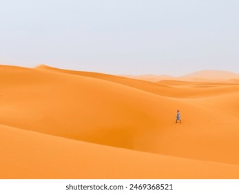 Solitary Bereber in Merzouga's Majestic Sand Dunes at Dusk - Powered by Shutterstock