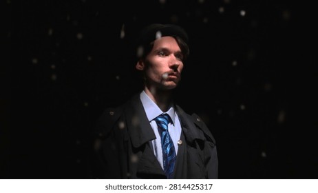 Solitary man in a dramatic spotlight