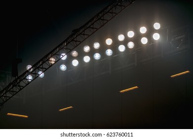 SOLNA, SWEDEN - APRIL 17, 2017: Floodlights At The National Stadium Friends Arena In Solna.