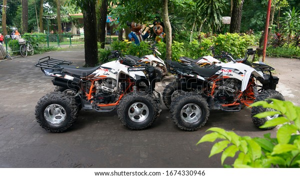 Solo, Central Java, Indonesia- 10/03/2020: ATV at\
a tourist location, one of the vehicles with the ability to travel\
through all heavy terrain