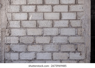 Solo, Central Java, Indonesia - September 5, 2025: Vintage White Brick Wall Texture Background for Construction or Design Projects