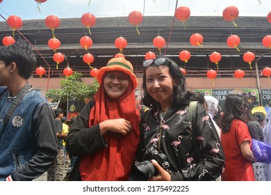 Solo Indonesia. January 19th 2020. Beautiful Ladies In Public Carnival Celebrating Chinese New Year. Selective Focus.