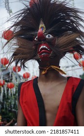 Solo, Indonesia-January 25th, 2019 : Topeng Dance Performance In Grebeg Sudiro Carnival