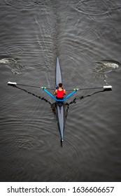 Solo Male Rower In Competition