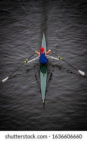 Solo Male Rower In Competition