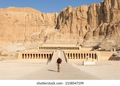 Solo Traveler At Hatshepsut Temple In Luxor, Egypt