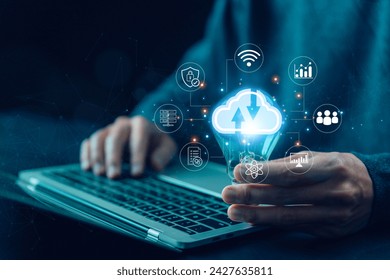 solution big data technology cloud data storage, backup service on the internet network. concept of a business digital server. information system security. application platform connect technology - Powered by Shutterstock