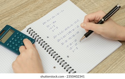 Solve a task, a mathematical equation in a notebook