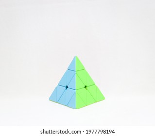 solved pyramid cube with three layers