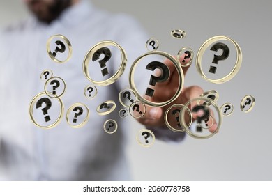 solving problem with digital question marks 3D rendering