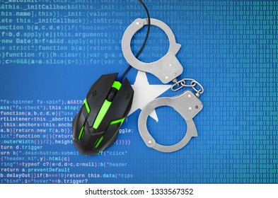 Somalia Flag  And Handcuffed Computer Mouse. Combating Computer Crime, Hackers And Piracy