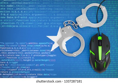 Somalia Flag  And Handcuffed Computer Mouse. Combating Computer Crime, Hackers And Piracy