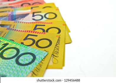 Some Australian Money On White Background