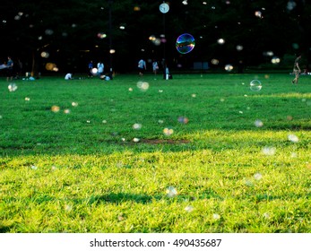 some bubbles at the park