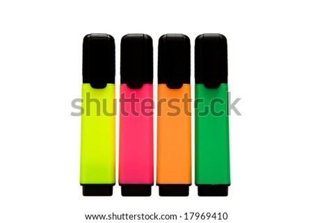 Some colorful office marker on white background