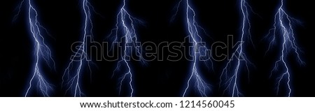 Some different lightning bolts isolated on black