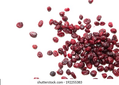 Some Dried Cranberries Isolated On White.