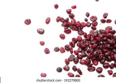 Some Dried Cranberries Isolated On White.