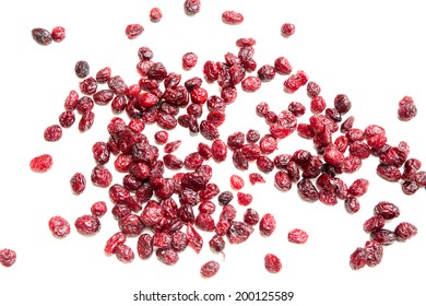 Some Dried Cranberries Isolated On White.