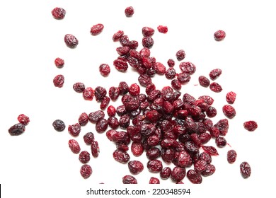 Some Dried Cranberries Isolated On White.