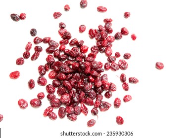 Some Dried Cranberries Isolated On White.