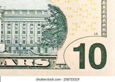 Some elements on U.S. $10 dollar dill.
