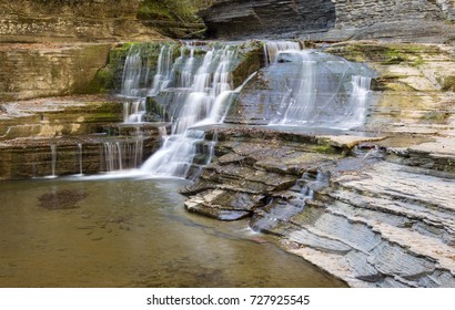 Some Fall Colors At The Falls By The Old Mill (above Lucifer Falls) At  State Park In Ithaca, New York (Finger Lakes Region).