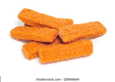 Some Fish Sticks On A White Background